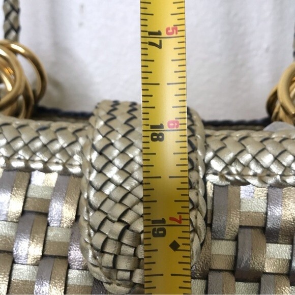 Bags by Warren Reed Vintage Gold Bronze Faux Leather Woven Braided Strap Retro - Picture 10 of 14